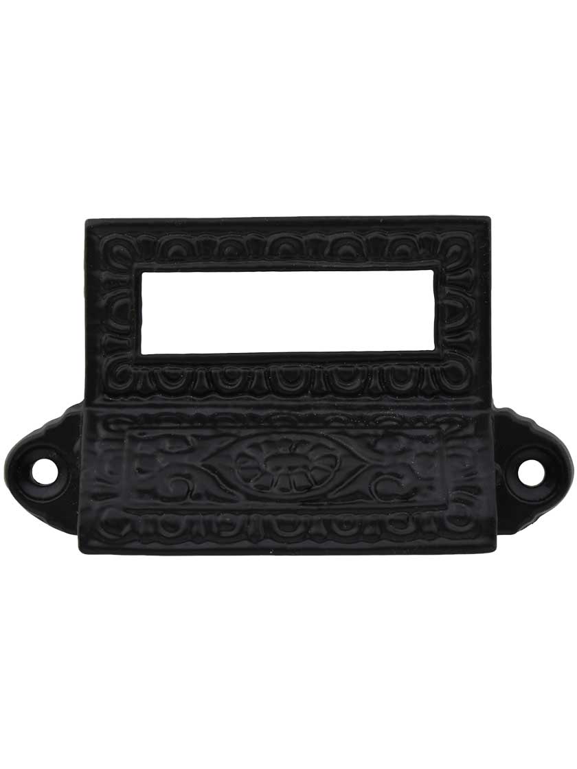 Egg Dart Cast Iron Bin Pull With Label Holder 2 3 4 Center to